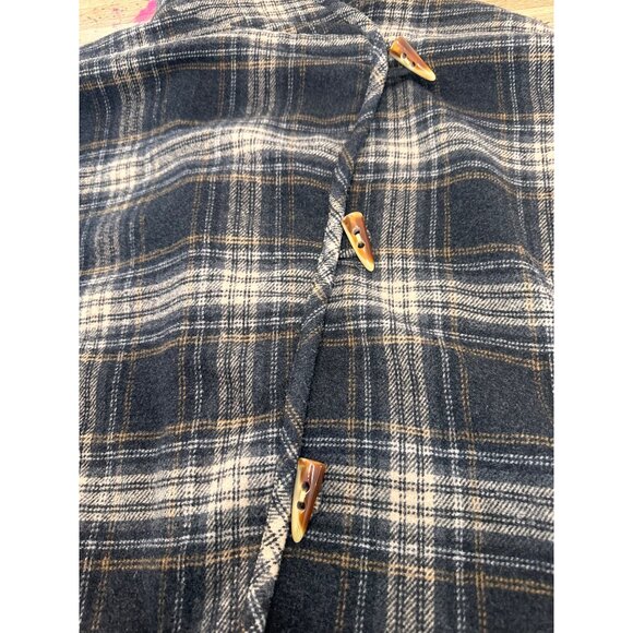 Sundance Wool Coat Poncho Women Large Black Plaid Wesetern Fleece Hoodie Relaxed - Picture 15 of 16